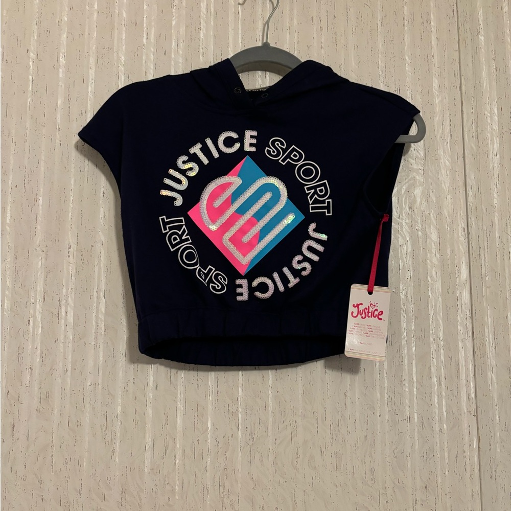 Justice Kids Navy Sport Hoodie with Pink and Blue Accents